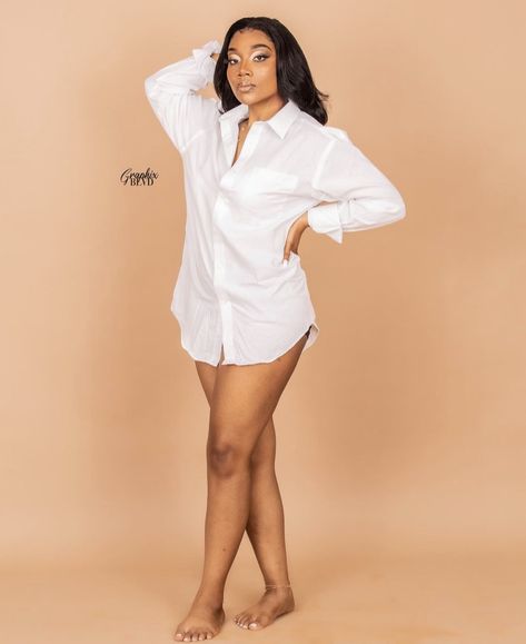 White Dress Shirt Photoshoot, White Tshirt Photoshoot, Photoshoot White Shirt, White Shirt Photoshoot Black Women, White Shirt Photoshoot Women At Home, Natural Shoot, Half Dress, White Shirt Bodouir, Bday Photoshoot