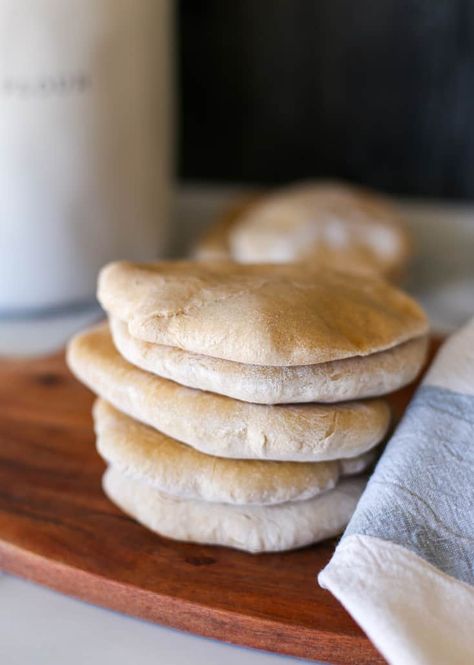 Whole Wheat Pita Bread Recipe, Wheat Pita Bread Recipe, Panini Bread, Whole Wheat Pita Bread, Thriving Home, Pita Bread Recipe, Hummus And Pita, Bread Soft, Whole Wheat Pita