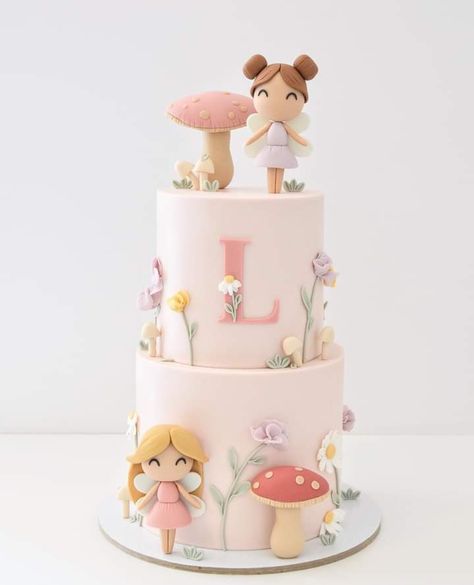 Fairy Vintage Cake, Fairy Baby Shower Cake, Fairy Theme Birthday Cake, Fairy Theme Birthday Party, Rapunzel Birthday Cake, Children Cake, Fairy Birthday Cake, Cake Designs For Kids, Fairy Baby Showers