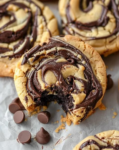 Peanut Butter Brownie Swirl Cookies Brownie Swirl Cookies, Chocolate Swirl Cookies, Peanut Butter Swirl Brownies, Swirl Cookies, Peanut Butter Brownie, Swirl Brownies, Peanut Recipes, Slow Cooker Desserts, Chocolate Swirl