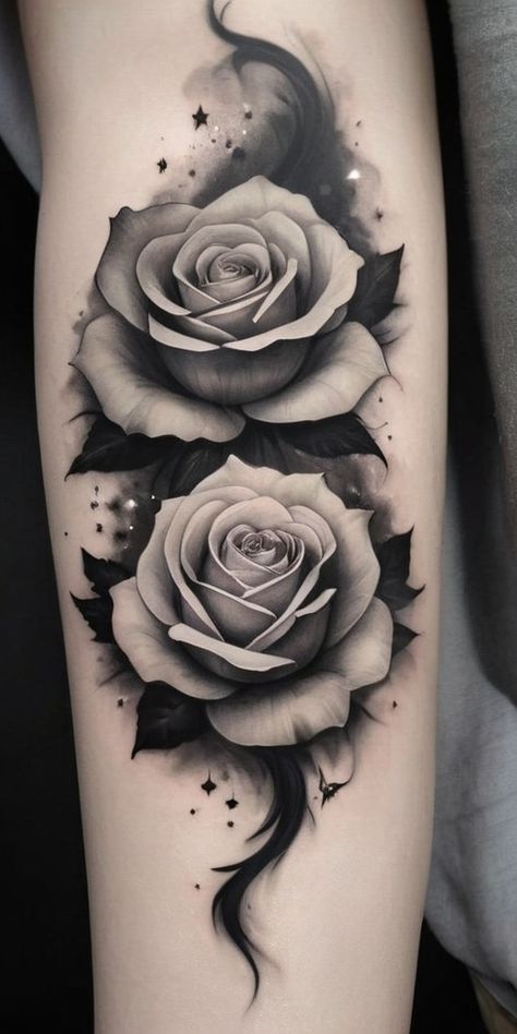 Black Rose Tattoo Meaning, Roses Tattoo Design, Harley Tattoo, Atrapasueños Tattoo, Black Rose Tattoo, Memorial Tattoo Designs, Realistic Rose Tattoo, Rose Flower Tattoos, Rose Drawing Tattoo