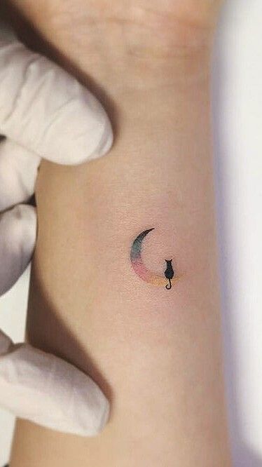 Tiny Sailor Moon Tattoo, Luna Tattoo Sailor Moon, Luna Cat Tattoo Sailor Moon, Small Sailor Moon Tattoo Ideas, Sailor Moon Crescent Moon Tattoo, Small Sailor Moon Tattoo Simple, Sailor Moon Cat Tattoo, Sailor Moon Luna Tattoo, Sailor Moon Inspired Tattoo