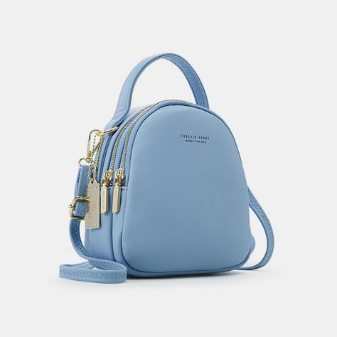 Women Multi-carry Earphone Hole Multi-Layers Crossbody Bag Handbag Backpack Best Online - NewChic Mobile Cute Mini Backpacks, Women Backpack Fashion, Mini Backpack Purse, Mini Mochila, Faux Leather Backpack, Clear Window, Cute Backpacks, Phone Purse, Small Backpack