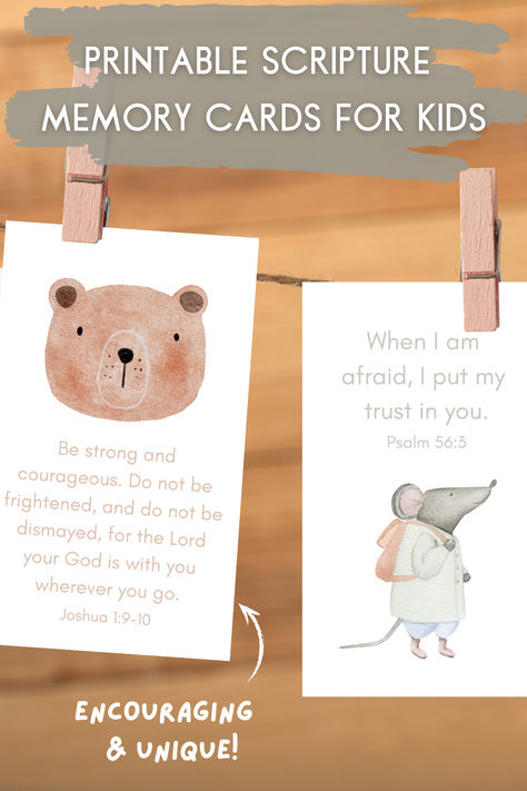 Bible Memory Cards for Kids, Watercolor Bible Verse Cards, Scripture Cards, Kids Activity, Homeschool, Printable, Gods love, Jesus, Verse Watercolor, Animals Memory Verses For Kids, Watercolor Scripture, Scriptures For Kids, Ministry Gifts, Memory Activities, Verses For Kids, Morning Basket, Verse Cards, Scripture Memory