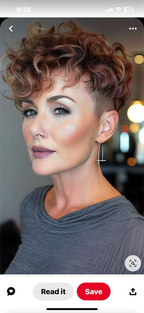 Edgy Curly Pixie Haircut, Short Curly Undercut Women, Short Natural Pixie Cut, Curly Pixie Undercut, Permed Pixie Hairstyles, Short Curly Undercut, Curly Pixie Cuts Naturally, Very Short Curly Hair Pixie, Pixie Hairstyles For Fine Hair