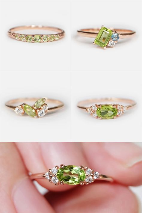 Engagement Rings Peridot, Peridot Jewelry Rings, Amethyst Wedding Band, Peridot Rings, Stone Ring Design, Peridot Engagement Rings, August Birthstone Ring, Mothers Ring, Amethyst Wedding