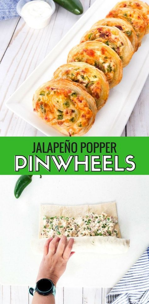 This Game Day recipe for Jalapeno Popper Pinwheels that are baked in puff pastry are an easy appetizer. You can make the filling ahead and bake right before the Big Game starts. #Appetizer #PuffPastry #PartyFood Jalapeno Popper Pinwheels, Puff Pastry Pinwheels, Jalapeno Popper Recipes, Pinwheel Appetizers, Easy Puff Pastry, Jalapeno Recipes, Pinwheel Recipes, Jalapeno Popper, Puff Pastry Recipes