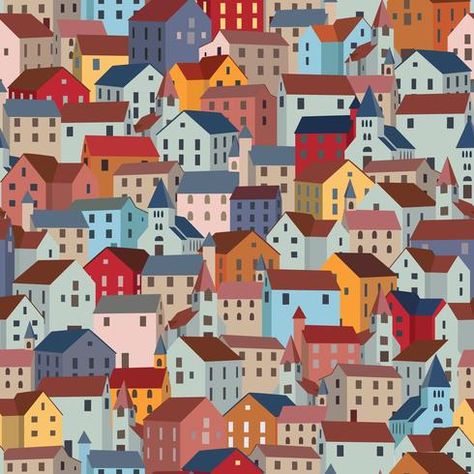 Gray Houses, Flirting Tips, City Collage, Colorful Houses, Tattoo Color, City Vector, Architecture Background, Posca Art, Gambling Tattoo