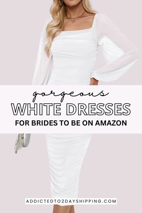 Finding the ultimate bride-to-be white dress just got easier with our top picks from Amazon. Whether you're searching for a breathtaking bridal shower bride outfit, a captivating engagement party dress, or the ideal rehearsal dinner dress, our guide has you covered. Embrace your bridal glow with white dress outfits that are both fashionable and memorable, carefully selected to help you stand out during all your special pre-wedding festivities. Bridal Shower Bride Outfit, White Dress Outfits, Rehearsal Outfit, Rehearsal Dinner Attire, Engagement Party Dress, Dresses From Amazon, Summer Work Wear, Rehearsal Dinner Outfits, White Dress Outfit