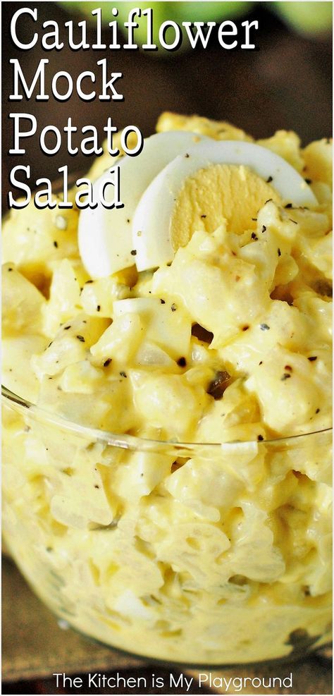 Mock Potato Salad, Best Cauliflower Recipe, Cauliflower Potatoes Salad, Zucchini Aubergine, Diy Easy Recipes, Low Carb Sides, Bariatric Recipes, Potatoe Salad Recipe, Cauliflower Recipes