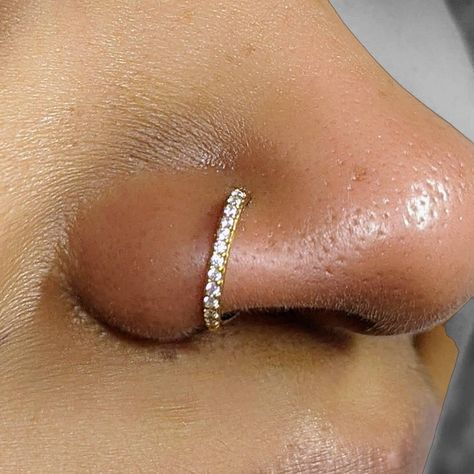 Make a statement with this 14k Gold nostril hoop blinged out in with diamonds Nose Piercing Ring, Diamond Nose Ring, Gold Nose Ring, Gold Nose Rings, Nose Rings, Nose Piercing, Nostril Hoop Ring, Gold Diamond, Solid Gold