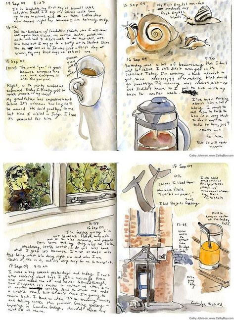 Journal Illustration, Kunstjournal Inspiration, Sketch Note, Travel Art Journal, Travel Sketchbook, Sketch Journal, Artist Journal, Watercolor Journal, Travel Sketches