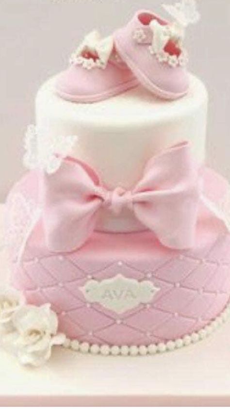 Christening Cakes Girl, Christening Cake Girl, Baby Shower Pasta, Torturi Baby Shower, Christening Cake Girls, Girl Shower Cake, Pastel Baby Shower, Baby Shower Cakes Girl