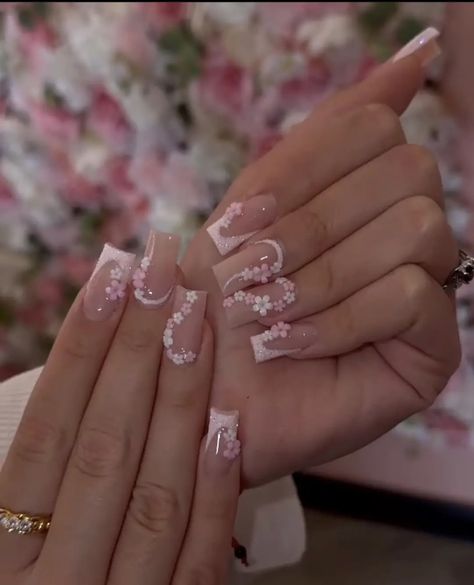 Sweet 16 Nails, Quince Nails, Quinceanera Nails, Smink Inspiration, Girly Acrylic Nails, Cute Acrylic Nail Designs, North Bay, Simple Acrylic Nails, Short Square Acrylic Nails