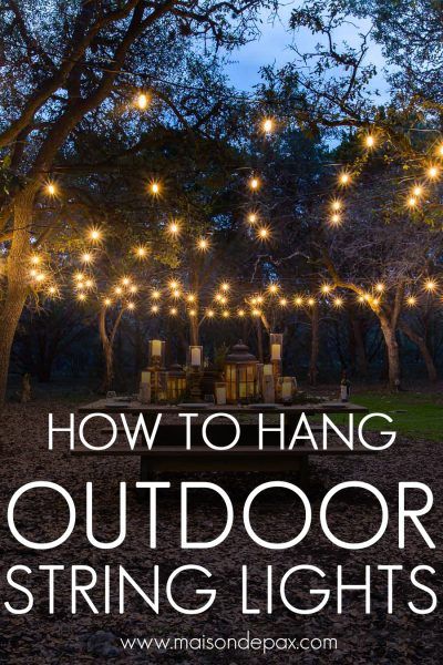 Learn how to hang string lights outside using stainless wire for support. With these tips, you can create an outdoor oasis in no time! #stringlights #patiolights #outdoorliving Backyard String Lights, Lights Outside, Diy String Lights, Hanging String Lights, Outdoor String Lights, Outdoor Fairy Lights, Pergola Lighting, Globe String Lights, Diy Outdoor Decor