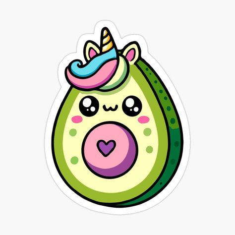 Get my art printed on awesome products. Support me at Redbubble #RBandME: https://www.redbubble.com/i/sticker/Unicado-Cute-Kawaii-Avocado-Unicorn-by-FunSilly/163977462.JCQM3?asc=u Kawaii Avocado, Unicorn Stickers, Decorate Notebook, Bag Ideas, Coloring Stickers, Cute Kawaii, Whimsical Art, Eye Catching Colors, Dad Hats