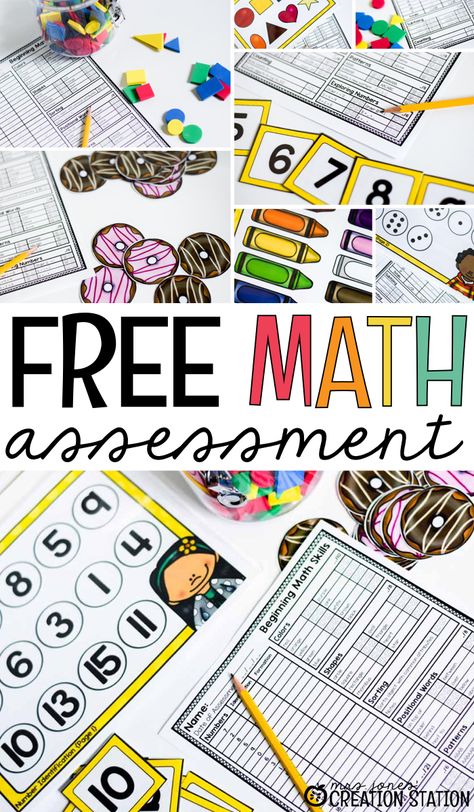 Preschool or kindergarten math assessment to use during the first few weeks of school! Kindergarten Math Assessment, Kindergarten Assessment, Preschool Assessment, Beginning Math, Math Station, Mrs Jones, Math Activities For Kids, Math Assessment, Creation Station