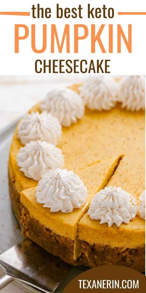 Keto Pumpkin Cheesecake - Texanerin Baking Cheesecake Factory Pumpkin Cheesecake, Keto Pumpkin Cheesecake, Low Carb Pumpkin Cheesecake, Pumpkin Swirl Cheesecake, Pumpkin Spice Cheesecake, Pumpkin Pie Cheesecake, Pumpkin Cheesecake Recipes, Preppy Kitchen, Keto Pumpkin