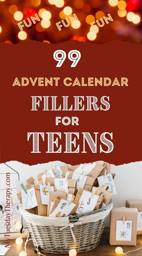 99 Advent Calendar Fillers for Teenagers - Countdown to Christmas! Cool Advent Calendars, Advent Calendar Fillers, Homemade Advent Calendars, Advent Calendar Ideas, Christmas Advent Calendar Diy, Gifts Homemade, Advent Calendar Gifts, Christmas Girls