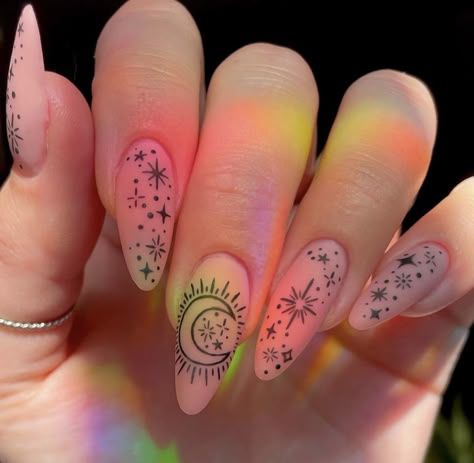 Star Nail Designs, Galaxy Nail Art, Witchy Nails, Sky Nails, Manicure Nail Designs, Hippie Nails, Galaxy Nails, Stylish Nails Designs, Coffin Nails Long