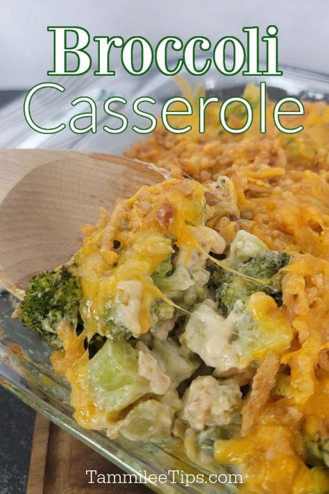 Easy Broccoli Casserole Recipe that tastes fantastic! This easy broccoli casserole uses frozen broccoli tossed in a creamy sauce topped with French fried onions. The perfect thanksgiving side dish or vegetable side dish for family dinner. This holiday vegetable dish takes minutes to prepare and tastes amazing. Broccoli Casserole With Fried Onions, Easy Broccoli Casserole With Frozen Broccoli, Frozen Chopped Broccoli Recipes, Frozen Broccoli Casserole Easy, Best Frozen Broccoli Recipe, Recipes Using Frozen Broccoli, Recipes With Frozen Broccoli, Broccoli Casserole With Frozen Broccoli, Frozen Broccoli Casserole