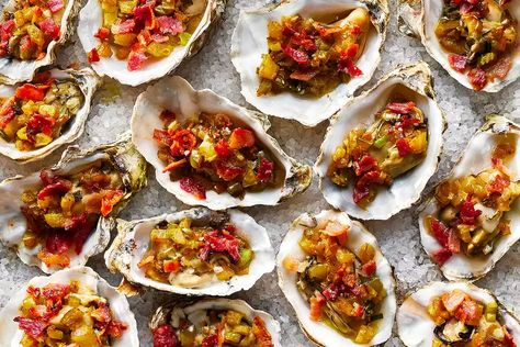 Oysters Casino With Bacon Appetizer Recipe Oysters Casino, Bacon Appetizer, Bacon Recipes Appetizers, Bacon Vinaigrette, Clams Casino, Grilled Oysters, Oyster Recipes, Bacon In The Oven, Bacon Appetizers