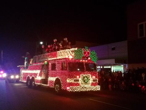 Fire Department Christmas, Christmas Parade, Festival Of Lights, Festival Lights, Fire Truck, Fire Department, Fire Trucks, Christmas Lights, Novelty Christmas