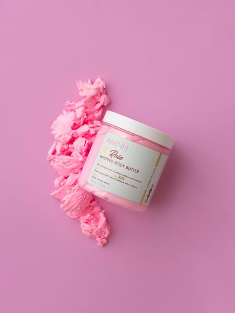 Our Rose Whipped Body butter is a nourishing and light weight body moisturizer.This body butter will have you smelling like a summer garden of fresh roses. Leaving you with a light and tender floral scent all day long. You just might even fool the bees!Made with oils and butters such as shea butter, coco butter, mango Pink Body Butter, Fancy Skincare, Rose Body Butter, Body Butter Labels, Coco Butter, Body Butters, Rose Soap, Pink Body, Shaving Soap