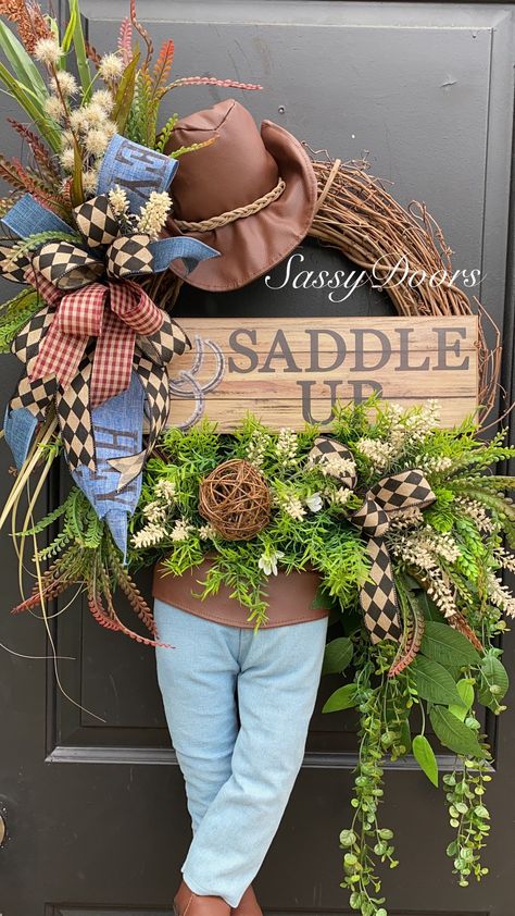 How To Make A Horse Head Wreath Frame Diy, Hobo Wreath, Cowboy Boot Wreath, Cowboy Wreaths Western, Western Wreaths For Front Door Rustic, Cowboy Hat Wreath, Western Wreaths Rustic, Lasso Wreath Diy, Western Wall Art Diy