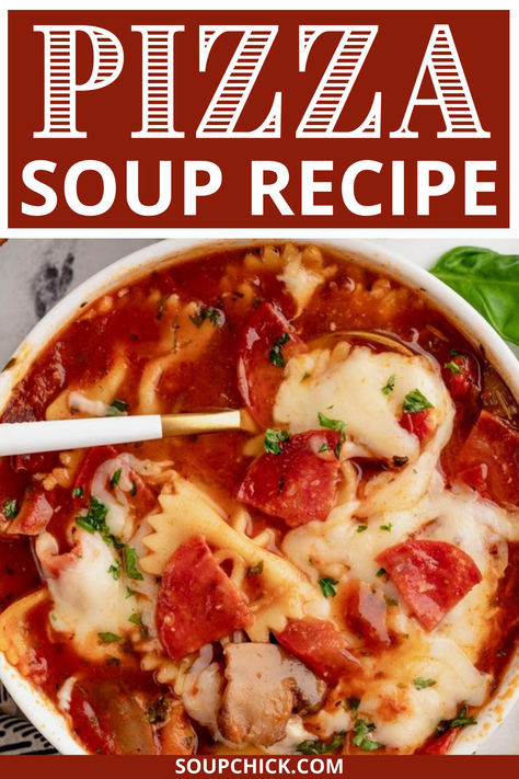 Pizza Soup Recipe Slow Cooker Pizza Soup, Pepperoni Soup Recipe, Crockpot Pizza Soup Recipes, Pepperoni Pizza Soup, Pizza Soup Crockpot, Crockpot Pizza Soup, Supreme Pizza Soup, Pepperoni Soup, Pizza Soup Recipe