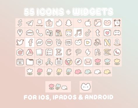 Cute Icon Pack, Cute Icons App, Cute Pastel App Icons, Kawaii App Icons Aesthetic, Cute Pastel Icons For Apps, Cute Kawaii Icons For Apps, App Icons Cute, Aesthetic App Icon Pack, Cutesy App Icons