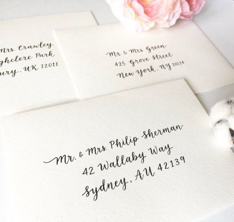 Wedding Lettering, Calligraphy Business, Addressed Envelopes, Hand Lettering Envelopes, Paper Stationary, Graduation Invites, Calligraphy Wedding Invitations, Wedding Envelope Calligraphy, Envelope Calligraphy