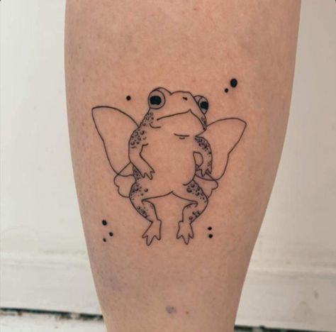 Line art, frog, moth, wings, fairy, cottagecore, fairycore, witchcore, tattoo, toad, leg, drawing Frog Leg Tattoo, Toad Mushroom Tattoo, Frog And Toad Matching Tattoo, Cute Toad Tattoo, Best Friend Mushroom Tattoo, Frog With Wings Drawing, Frog With Wings Tattoo, Frog Fairy Tattoo, Creep Tattoo