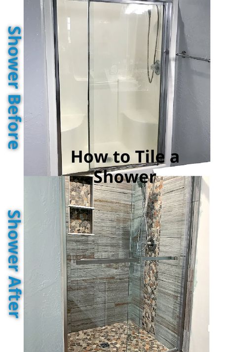 Removing Shower Insert, Diy Shower Insert Update, How To Remove Shower Insert, Prefab Shower Stall Makeover, Remove Shower Insert, Retile Shower Diy, Replace Shower Insert With Tile, Easy Diy Shower Remodel, Shower Before And After