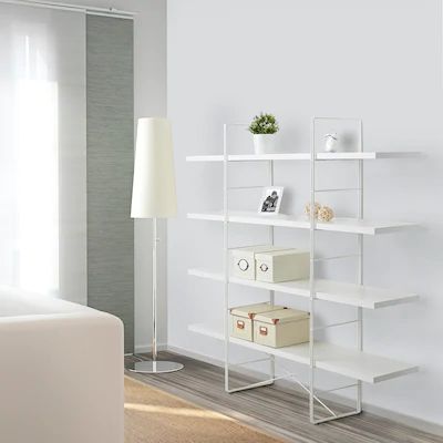 ENETRI Shelf unit, white - IKEA Grey Shelves, Wood Shelving Units, Side Units, Ikea Curtains, Ikea Shelves, Ikea Store, Ikea Hackers, Office Layout, Ikea Family