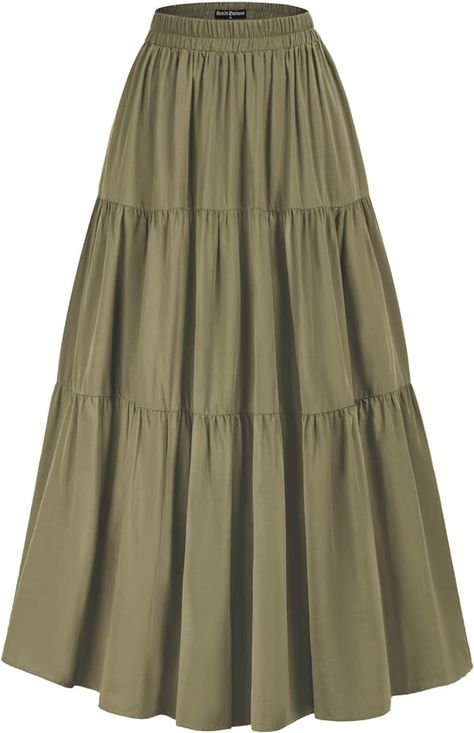 Amazon.com: Scarlet Darkness Renaissance Skirts for Women Long Length Tiered Flowy Maxi Skirt Olive Green XXL : Clothing, Shoes & Jewelry Modest Aesthetic, Aesthetic Skirt, High Waist Maxi Skirt, Green Maxi Skirt, Flowy Maxi Skirts, High Waisted Maxi Skirt, Green Maxi, Long Skirts For Women, Long Maxi Skirts