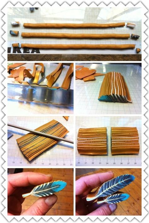 Feather cane photo tute #Polymer #Clay #Canes Polymer Clay Cane Tutorial, Clay Cane, Polymer Clay Jewelry Tutorials, Polymer Clay Cane, Polymer Clay Canes, Polymer Clay Diy, Polymer Crafts, Feather Pattern, Clay Miniatures