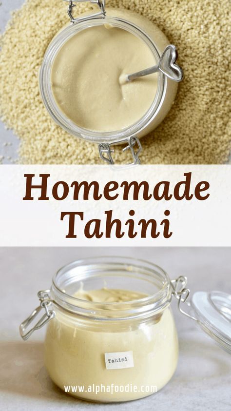 Homemade Tahini / Sesame Paste Making Hummus, Homemade Nut Butter, Sesame Paste, Homemade Tahini, Tahini Recipe, Food Tutorials, Tahini Paste, Speed Foods, Baba Ganoush