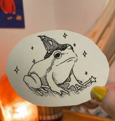 Wizard Frog, Wizard Tattoo, Frog Tattoos, Cartoon Character Tattoos, Witch Tattoo, Handpoke Tattoo, Frog Drawing, Frog Art, Badass Tattoos