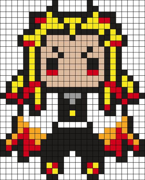 Rengoku Perler Bead Pattern | Bead Sprites | Characters Fuse Bead Patterns Free Blanket Knitting Patterns, Free Sweater Knitting Patterns, Pixel Art Facil, Printable Crochet Patterns, Piskel Art, Knitting Patterns Free Blanket, Fuse Bead Patterns, Easy Pixel Art, Perler Art