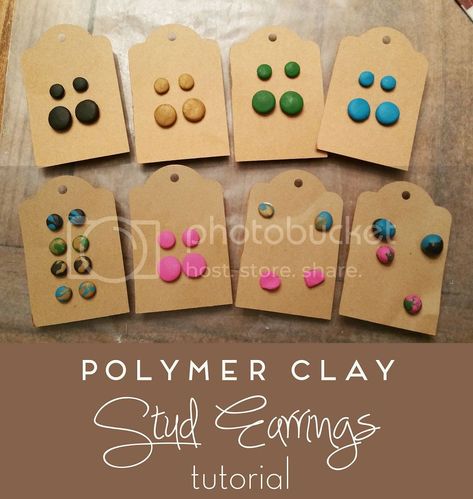 More Like Home: Polymer Clay Stud Earring Tutorial Clay Stud Earrings Diy, Earrings With Cricut, Make Clay Earrings, Stud Earrings Diy, Homemade Polymer Clay, Easy Polymer Clay, Polymer Clay Stud Earrings, Clay Stud Earrings, How To Make Clay