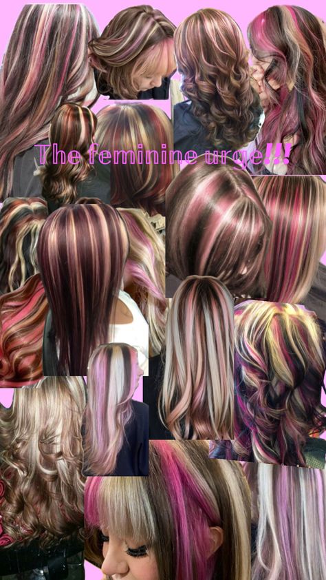 The struggle to hold myself back is real!!! Do not repost! Neapolitan Hair, Brown And Pink Hair, Harajuku Hair, New Hair Look, Cute Hair Colors, Curly Hair Photos, Hair Streaks, Dyed Hair Inspiration, Pretty Hair Color