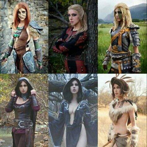 Skyrim Halloween Costumes, Skyrim Cosplay Female, Skyrim Outfits Female, Gaming Cosplay Female, Skyrim Character Design, Skyrim Outfits, Skyrim Costume, Skyrim Characters, Tes Skyrim