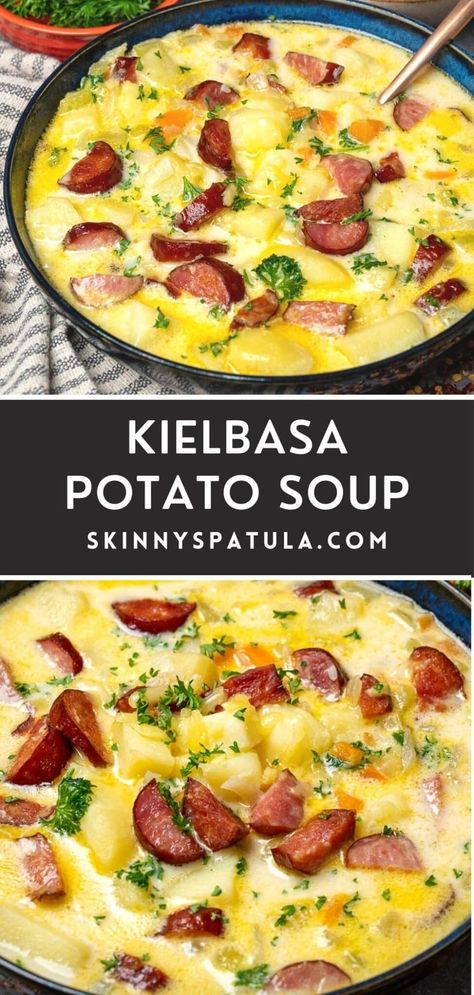 Kielbasa Mashed Potatoes, Kielbasa Cabbage And Potatoes Soup, Hearty Kielbasa Soup With Potatoes, Kilbasa Sausage Soup, Potatoe And Sausage Soup Creamy, Slow Cooker Kielbasa Potato Soup, Kiebalsa Soup, Cabbage Potatoes And Sausage Soup, Kielbasa And Potato Soup Recipes