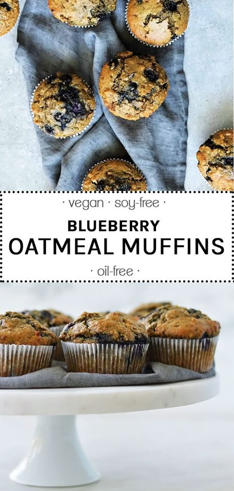 Vegan Oatmeal Muffins, Healthy Food For Children, Vegan Blueberry Muffins, Blueberry Oatmeal Muffins, Vegan Breakfast Ideas, Muffins Vegan, Vegan Muffins, Blueberry Oatmeal, Vegan Blueberry