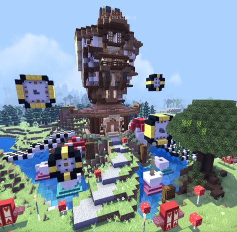 built an alice in wonderland area including the mad hatters house, the rabbit hole (under the tree), the cards, and ofc the tea cups for a tea party, this is also a mix of alice thru the looking glass :), shaders: hmpe n chocapic pe ☺️ #minecraft #aliceinwonderland Minecraft Alice In Wonderland House, Minecraft Alice In Wonderland Ideas, Minecraft Tea Party Build, Minecraft Wonderland Builds, Alice In Wonderland Minecraft Builds, Minecraft Rabbit House, Minecraft Alice In Wonderland, Minecraft Wonderland, Wonderland Minecraft