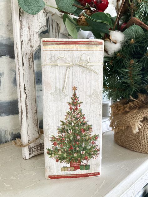 Get ready to deck the halls with these festive Christmas decorations! 🎄✨ From twinkling lights to cozy wreaths, these ideas will bring holiday cheer to any space. #ChristmasDecor #HolidaySpirit #DeckTheHalls #FestiveVibes #MerryAndBright #WinterWonderland #HomeDecor #DIYIdeas #HolidayInspo #SeasonsGreetings Farmhouse Style Christmas Decor, Christmas Wood Blocks, Kersfees Idees, Wood Blocks Christmas, Christmas Ideas For The Home, Wood Paintings, Christmas Tree Images, Chalk Crafts, Christmas Blocks