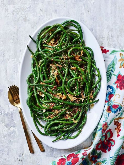 Wok-Seared Long Beans with Garlic for Lunar New Year Long Bean Recipes, Snake Beans Recipes, Chinese Long Beans Recipe, Yard Long Beans Recipe, Long Beans Recipe, Snake Beans, Chinese Long Beans, Green Bean Seeds, Vegetable Meals