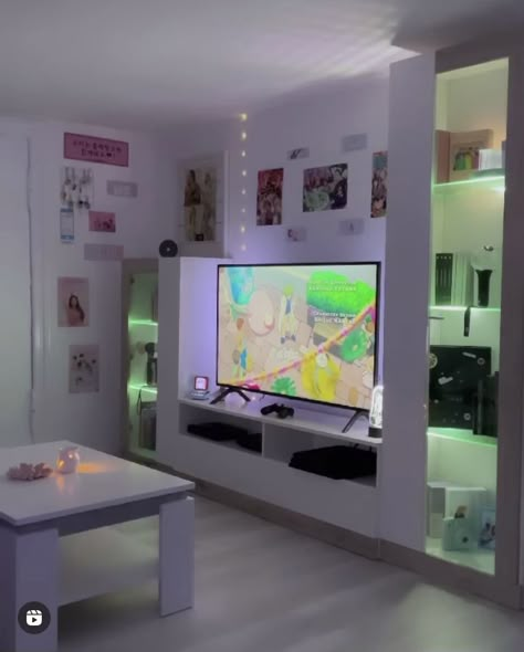 Tv Bedroom Setup, Tv In Bedroom Ideas, Gamer Room Decor, Apartment Bedroom Decor, Room White, Minimalist Room, Ideas Room, Cozy Room Decor, Gamer Room