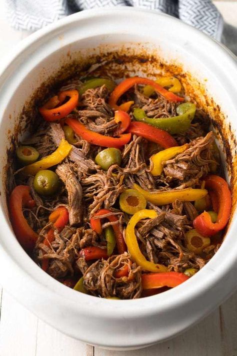 Slow Cooker Ropa Vieja (Cuban Beef Recipe) #ASpicyPerspective #paleo #keto #glutenfree #lowcarb #cuban #beef Ropa Vieja Slow Cooker, Slow Cooker Recipe Videos, Cuban Ropa Vieja, Cuban Beef, Ropa Vieja Recipe, Cuban Dishes, Cuban Cuisine, Low Carb Low Fat Recipes, National Dish